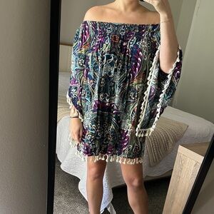 Umgee Multicolor Off-Shoulder Mini Dress